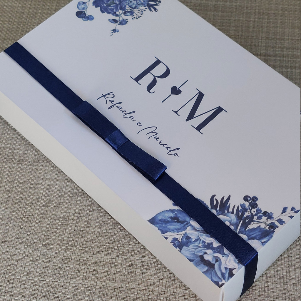 Caixa personalizada para padrinhos de casamento azul marinho em Oferta na Shopee
