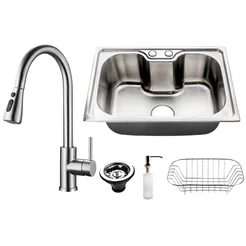 Cuba Para Cozinha Com Acessórios 60x42cm + Torneira cozinha bancada Inox 304
