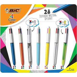 Caneta Bic Cristal 4 Cores em 1 - Metálica, Emborrachado, Solar, Madeira