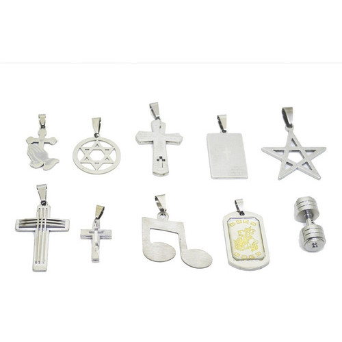 Pingente Aço Inox Kit 12 Peças Variadas Atacado Cor Prateado