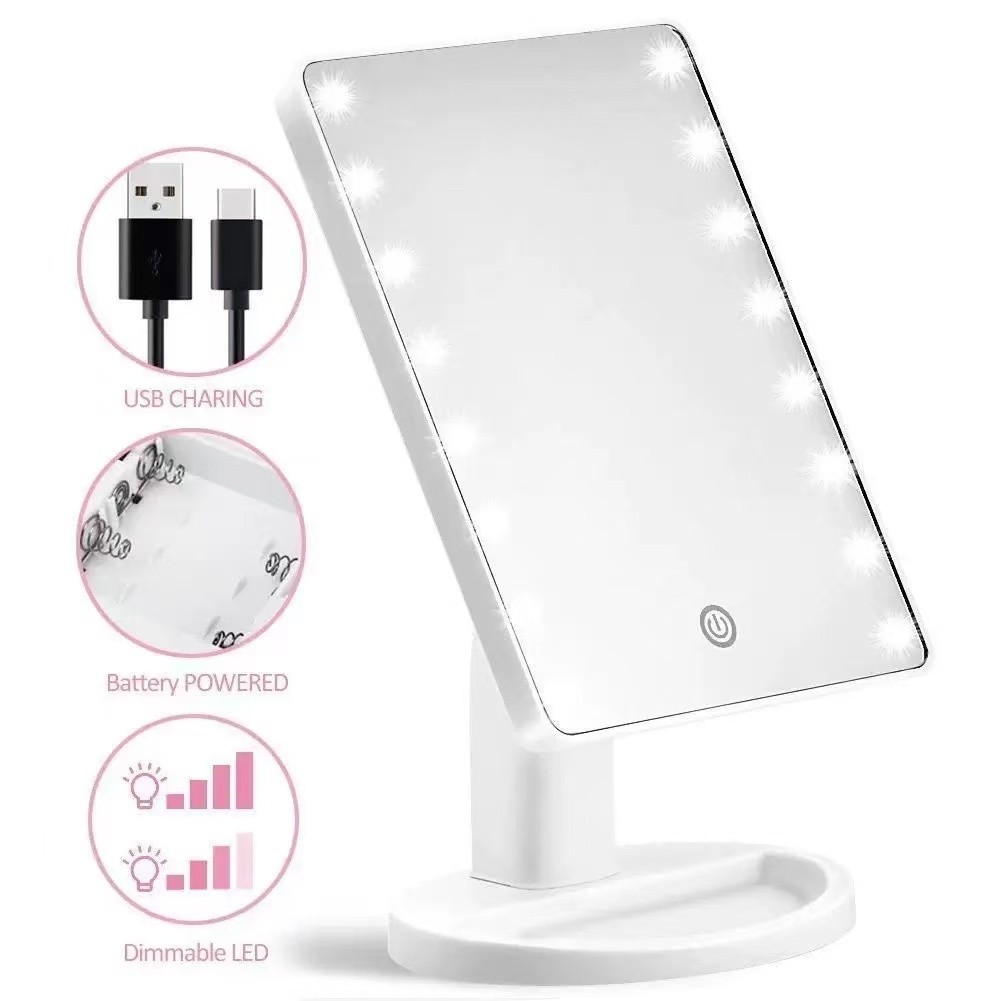 Espelho 16 Leds De Mesa Maquiagem Rotação Touch Screen Brilhoso Rotação 360º Horizontal e Vertical Portátil em Oferta na Shopee