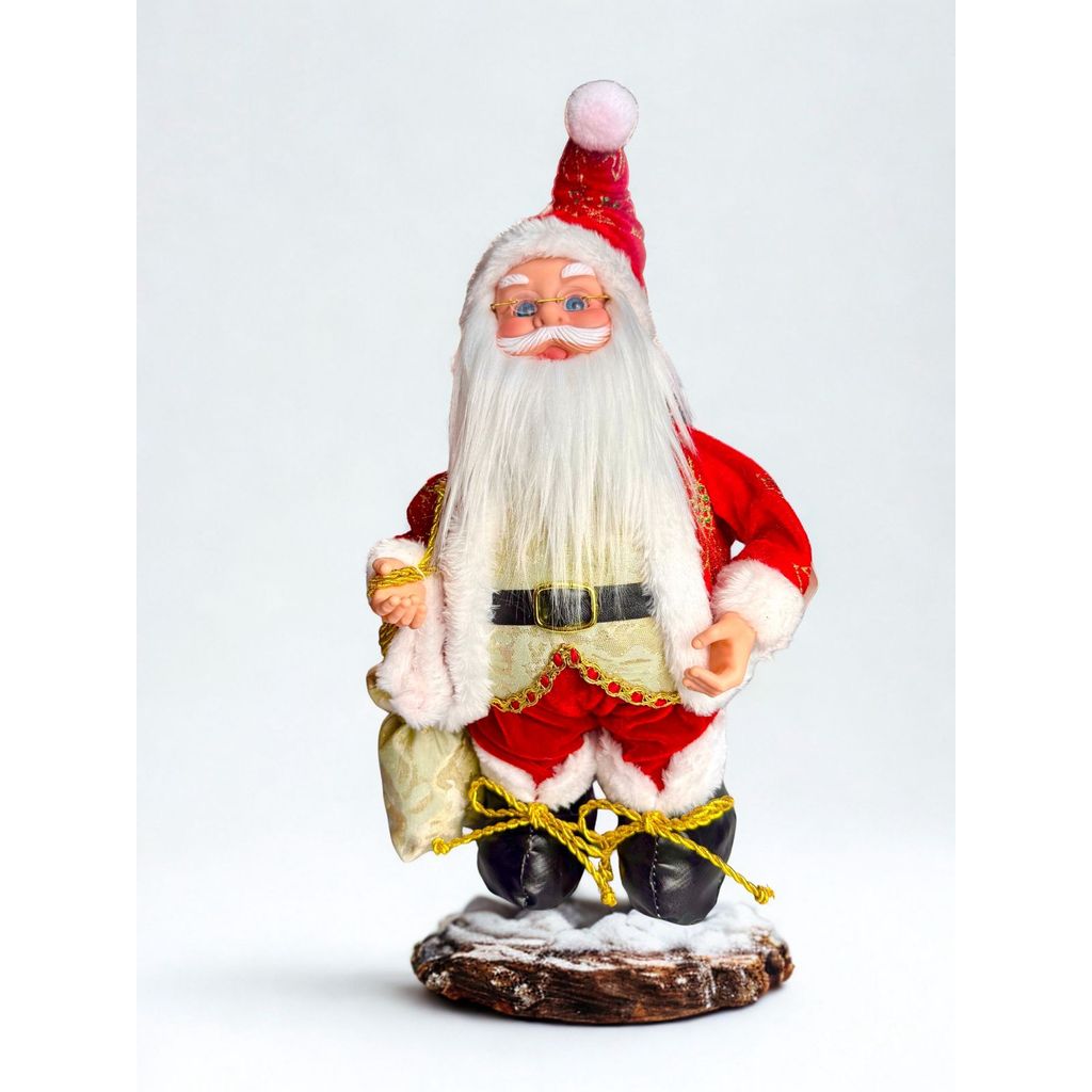 Papai Noel Decorativo Musical 38cm Enfeite Natalino Natal Luxo 