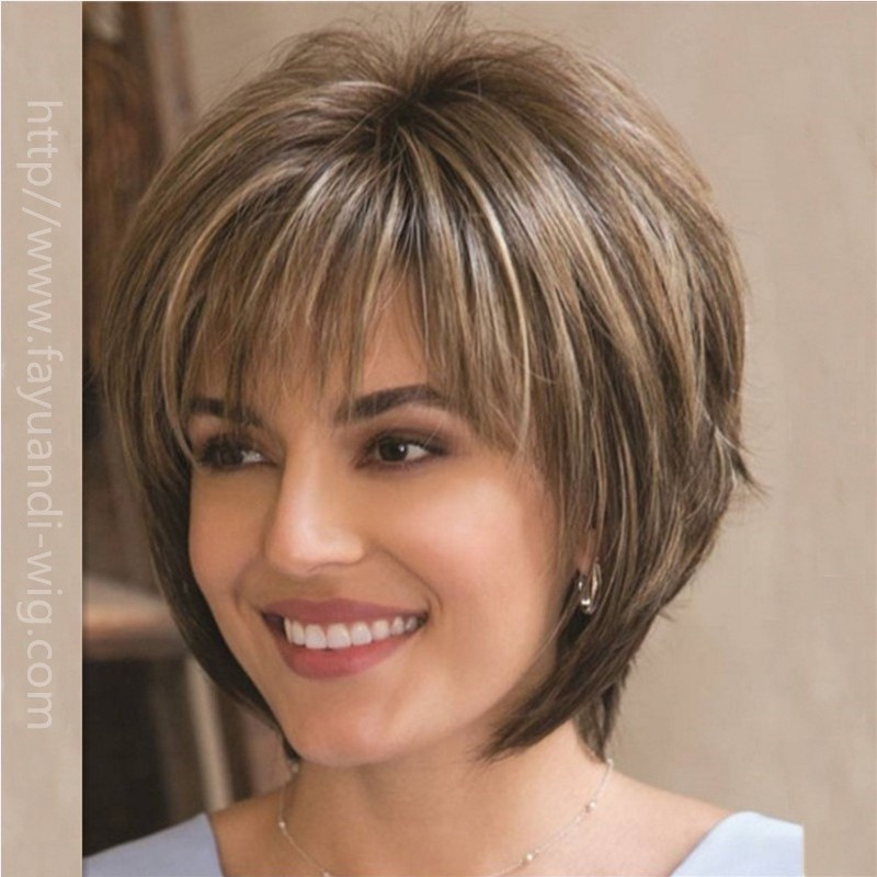 Perucas Da Moda Mais Vendidas Para Mulheres , Cor Mista , Cabelo Liso Curto E Encaracolado Com Franja De Ar