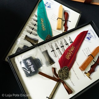 Kit Harry Potter Pena Nanquim Especial Caneta Tinteiro Hogwarts Grifinoria Sonserina em Oferta na Shopee