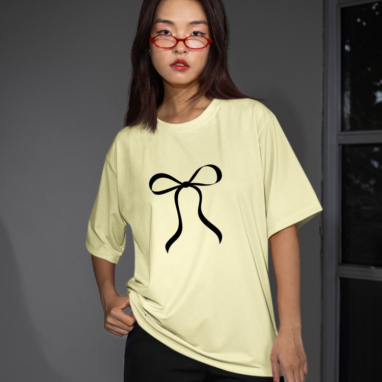 Blusa Feminina Camiseta Oversized Camiseta Feminina Camiseta Laço Blusa 100% Algodão