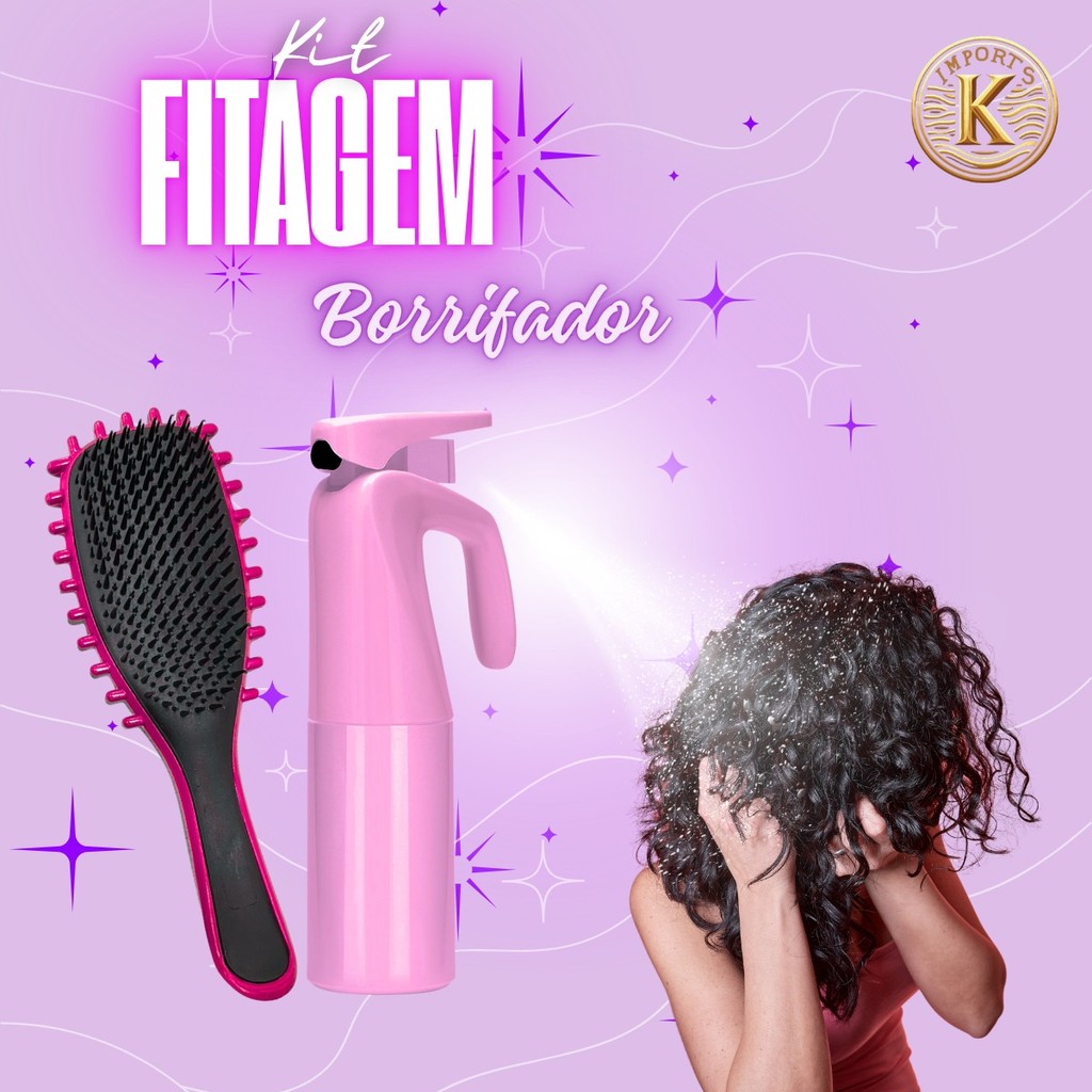 2 Peças Conjunto De Escova Onda Fitagem Cabelo Ondulação De Cerdas Frasco Spray Borrifador