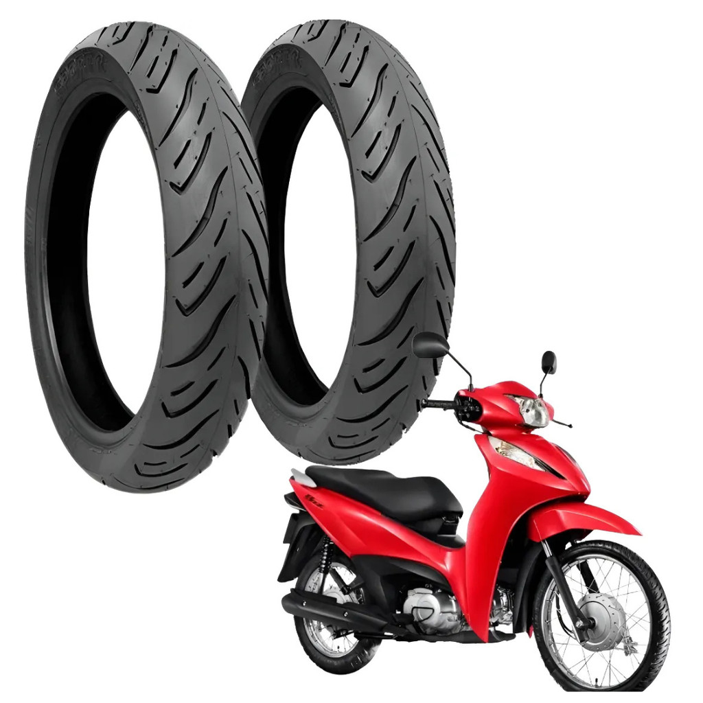 Kit Pneus 2.75-17 47P + 80/100-14 49L Uso Com Câmara Biz 110/125 Pop 100/110 Shineray Original Technic