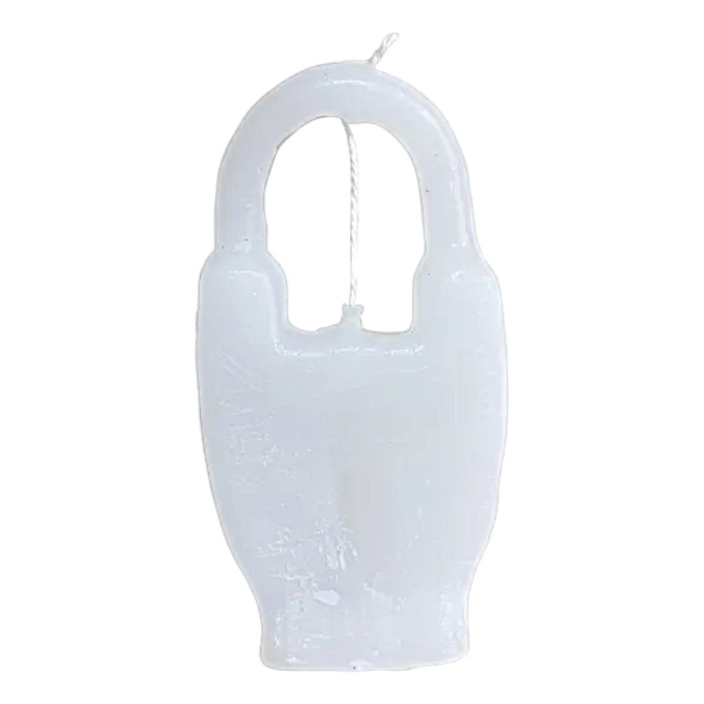 Vela Cadeado Branco – Proteção, Paz e Segurança Espiritual em Oferta na Shopee
