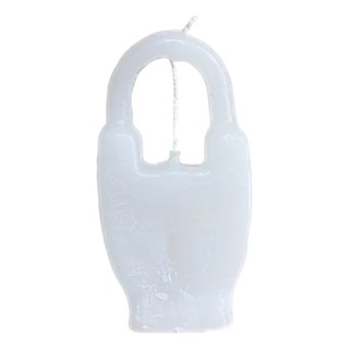 Vela Cadeado Branco – Proteção, Paz e Segurança Espiritual em Oferta na Shopee