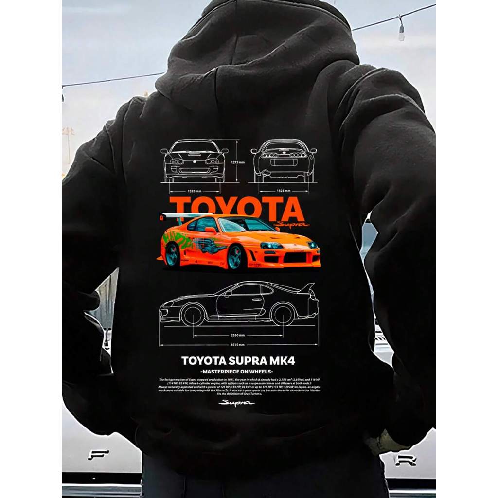 Blusa De Frio Moletom Streetwear Casaco Casual Jdm de Rua Carro Esportivo Toyota Supra Mk4 Brian