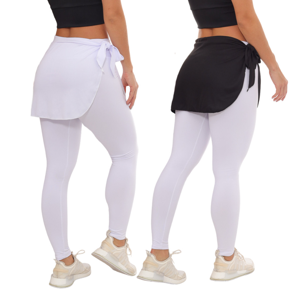 Kit 2 Tapa Bumbum Estilo Saia Fitness Roupas de Academia Feminina Saida de Praia