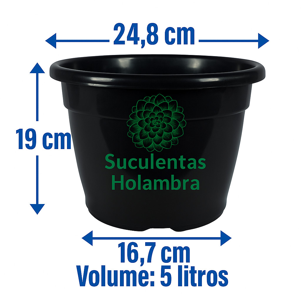Kit 6 Vaso Redondo 5 Litros Preto Reforçado em Oferta na Shopee