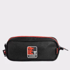 Estojo Flamengo Simples Esportivo Preto e Vermelho