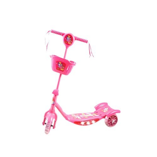 Patinete Infantil 3 Rodas Dobrável Luz Som Freio Ajustável Rosa 2 A 6 Anos Crianças