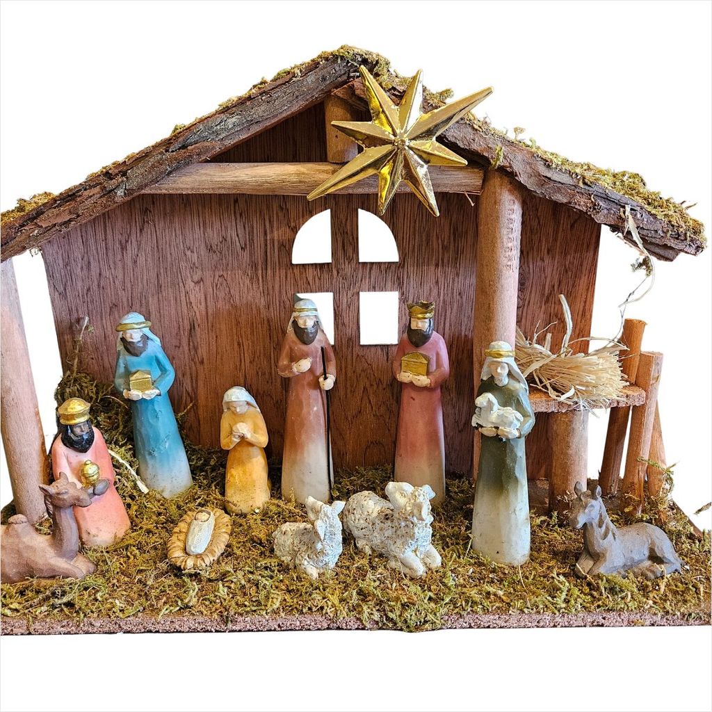 Presépio Sagrada Família 10 Figuras Comitiva Reis Magos Resina