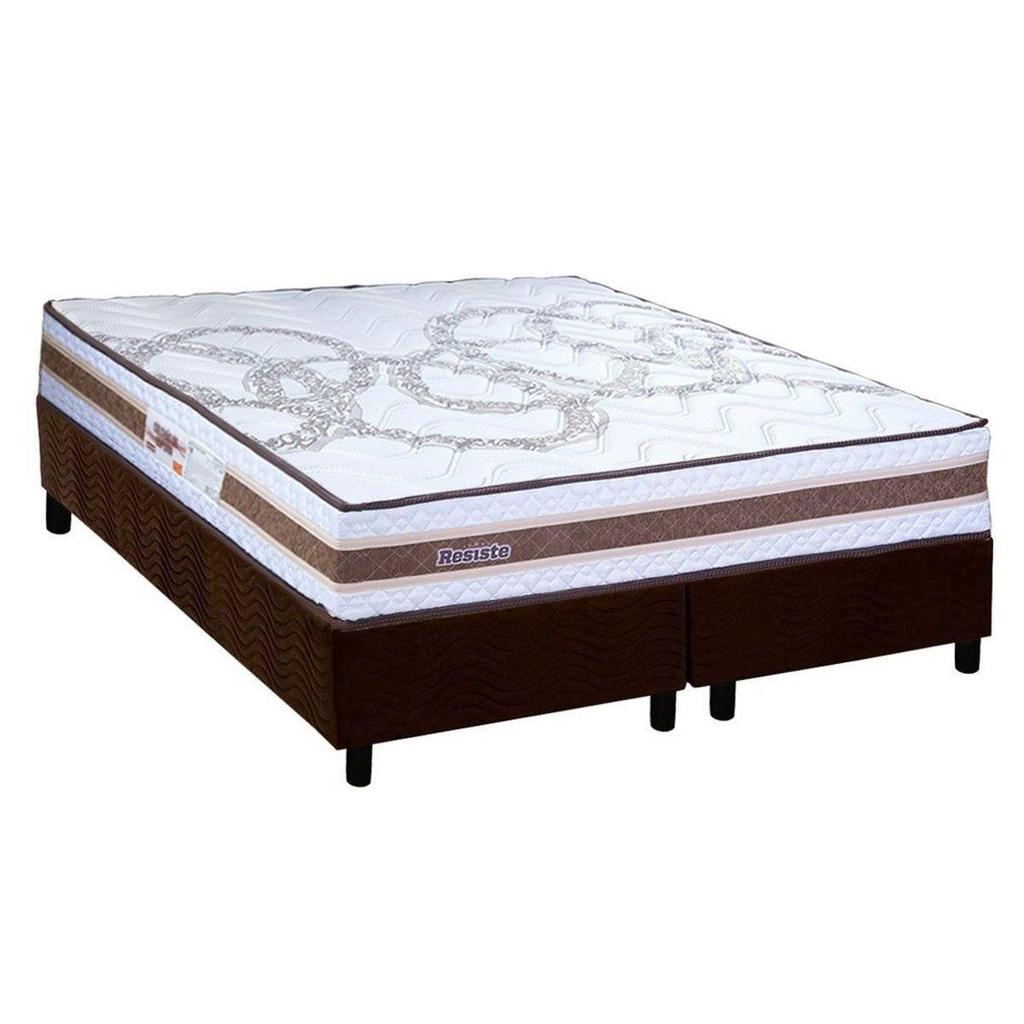 Conjunto Box King: Colchão Espuma Paropas D45 Resiste Hotel DouFace + Base CRC Suede Brown (193x203) em Oferta na Shopee