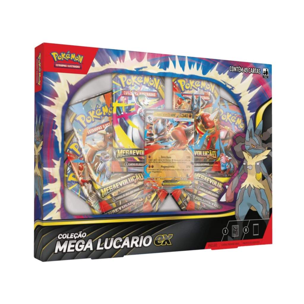 Box Pokemon Coleção Mega Lucario EX Copag - 35576 em Oferta na Shopee