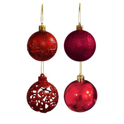 Conjunto de Bolas de Natal Vermelhas - 6cm (10 Unidades)
