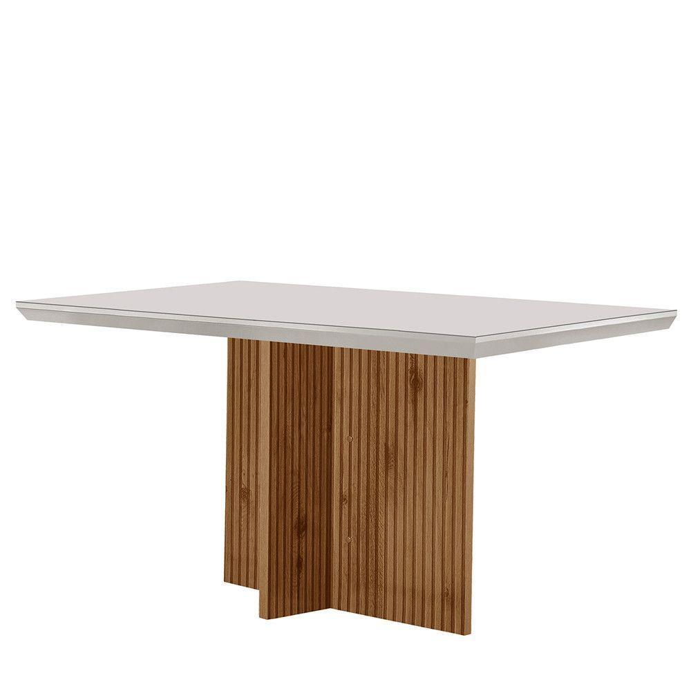Mesa Para Sala De Jantar Olimpia 120cm Em Mdf E Vidro Off White Imbuia Ripado em Oferta na Shopee