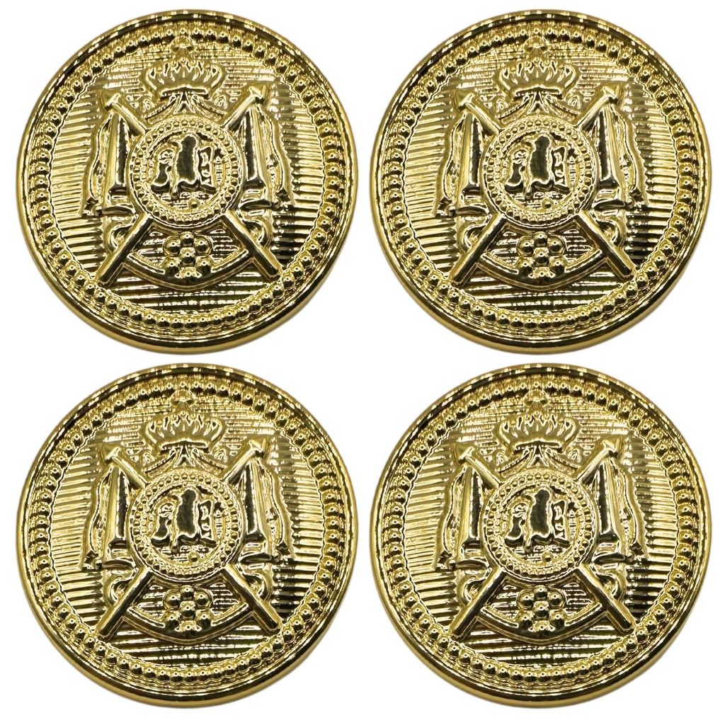 Botão Brasão Imperial Com Pezinho Tam 40 (25,40mm) Dourado Kit 10 Uni.