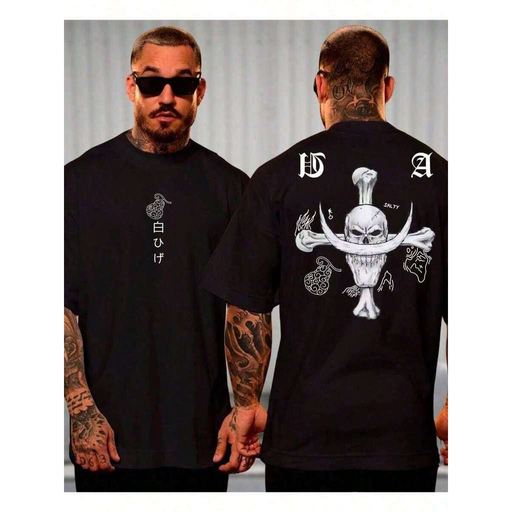 Camiseta Oversized One Piece Anime Unissex Lendário Capitão Barba Branca Pirata