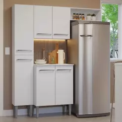 Armário De Cozinha Compacta 156cm Emilly Madesa Branco 03 Branco