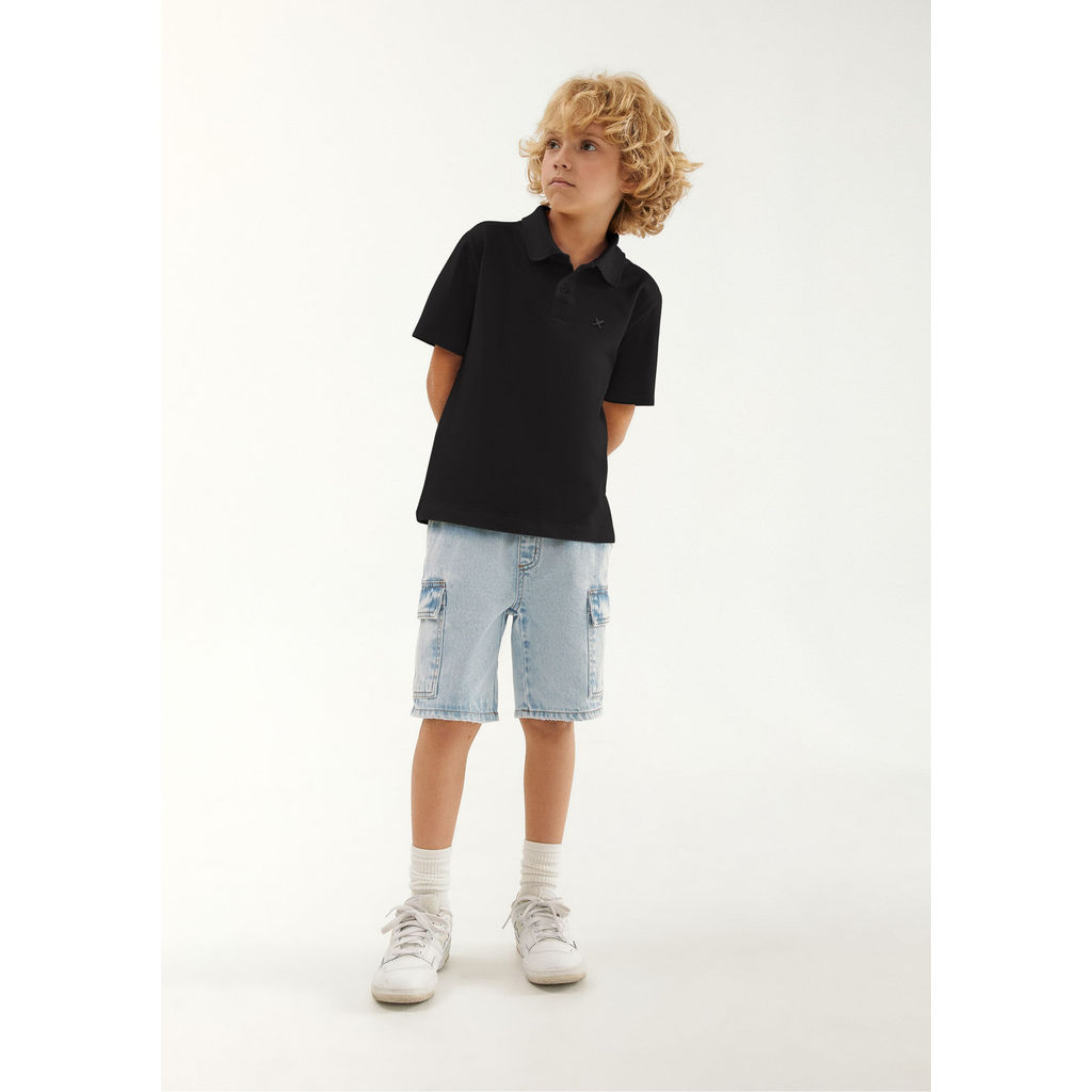 Camisa Polo Infantil Menino Manga Curta Em Piquet em Oferta na Shopee