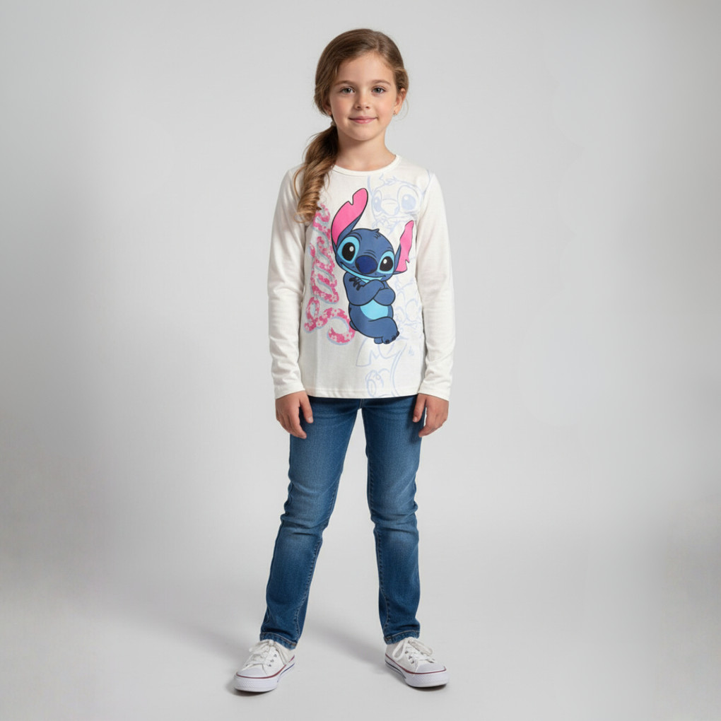 Blusa Infantil Menina Manga Longa Brandili Stitch