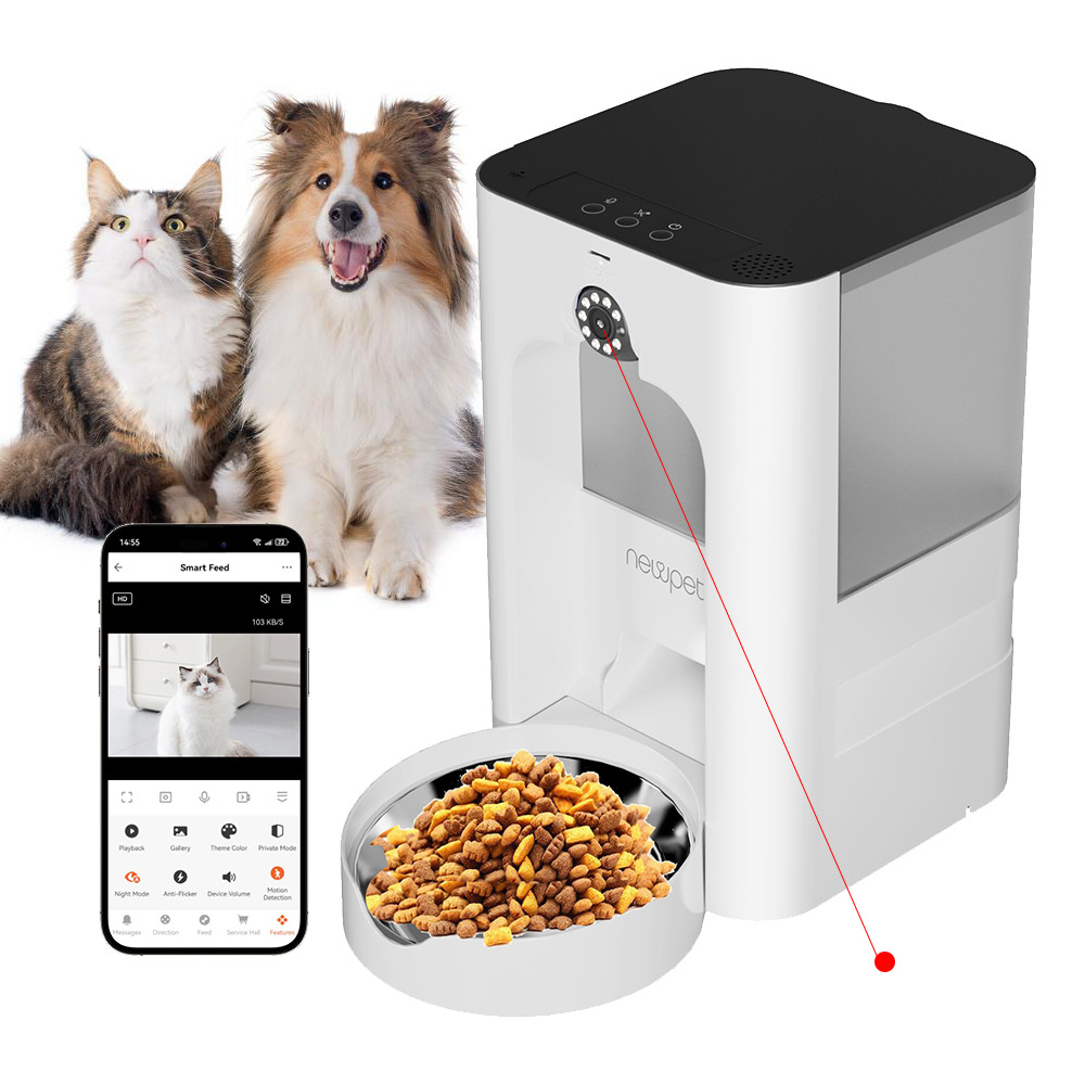 Newpet Alimentador Automático 5L Com Câmera WiFi/Button Para Gatos e cachorros 2.4G Com APP De Controle