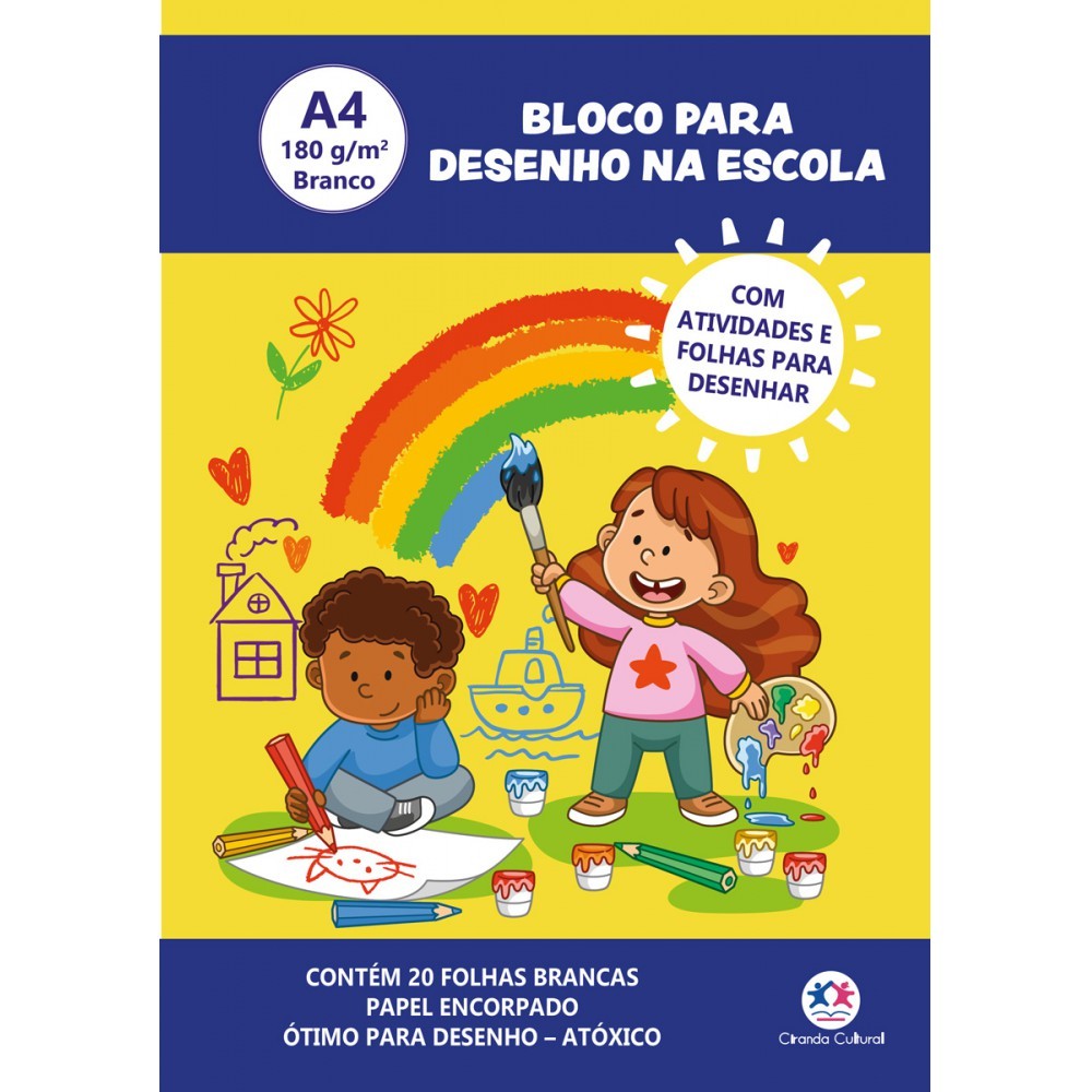 Livro Bloco para Desenho A4 180g - 20 Folhas brancas em Oferta na Shopee