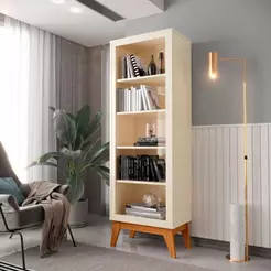 Estante Livreiro Retrô Alta Com 5 Prateleiras 173 Cm Eiffel - Off White E Cedro