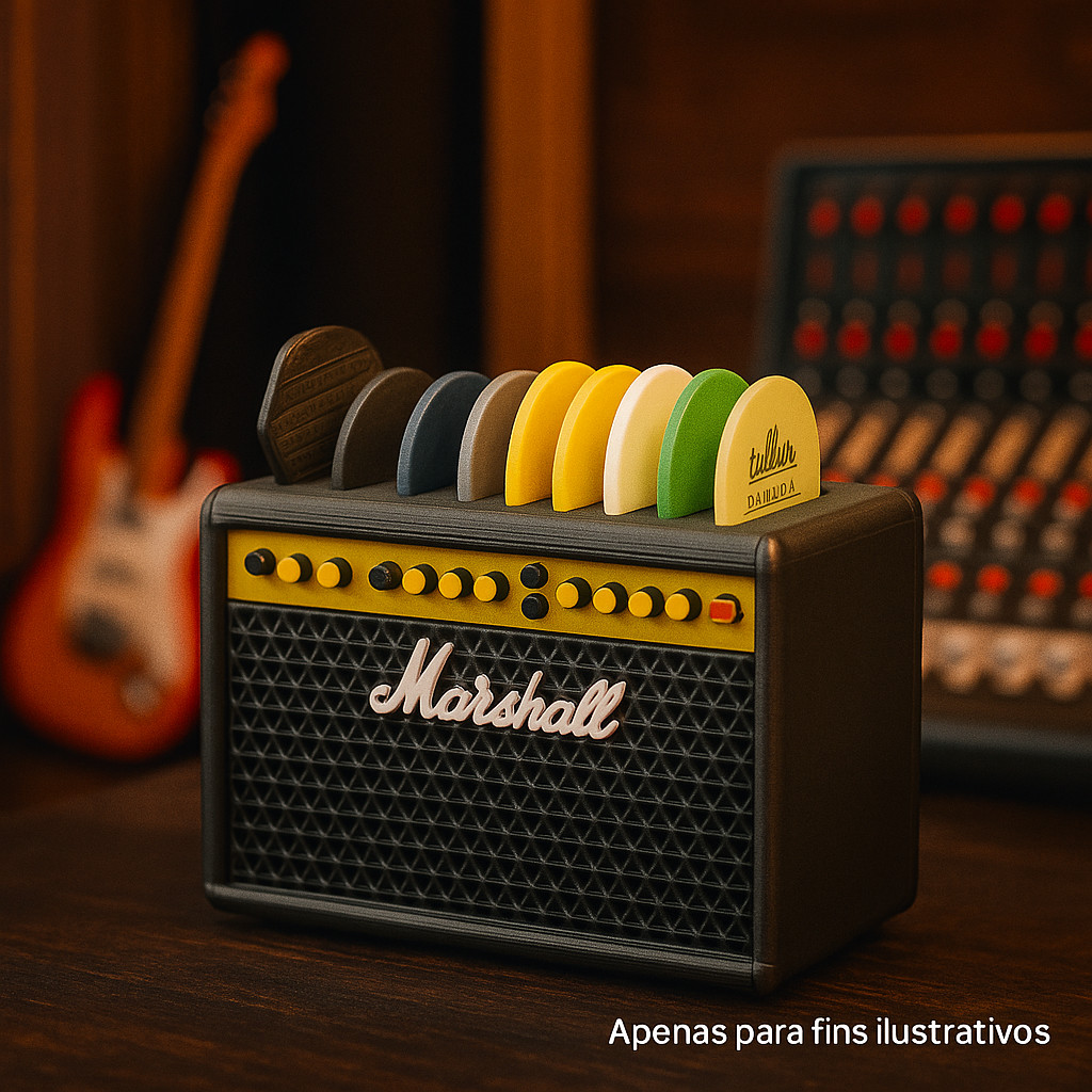 Imagem Kit Suporte Até 9 Palhetas + 9 Palhetas Mini Amplificador De Violão Guitarra