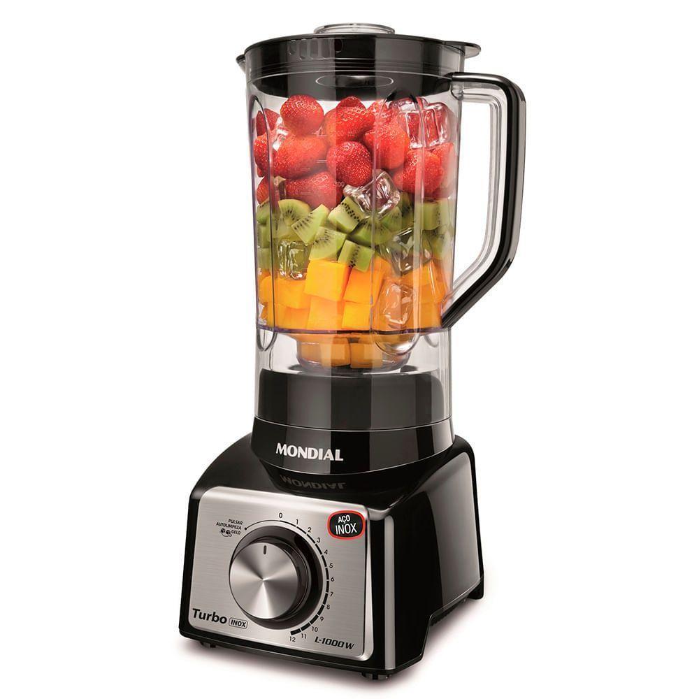 Liquidificador Turbo Mondial Black Inox L-1000 Bi Liquidificador-220v-preto/inox