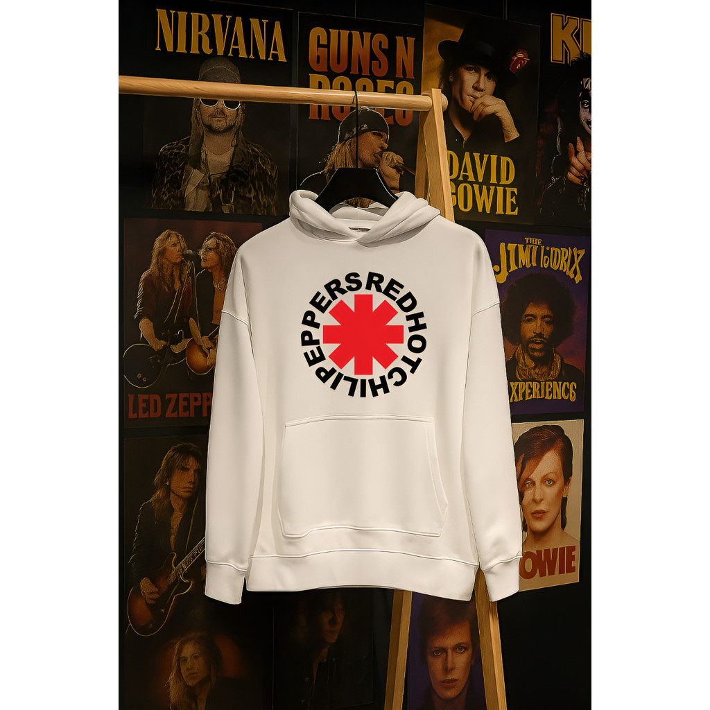 Moletom Blusa de Frio Casaco Jaqueta Canguru Capuz Masculino Feminino Rock Pop MPB Metal Funk Punk Red Hot Chili Peppers