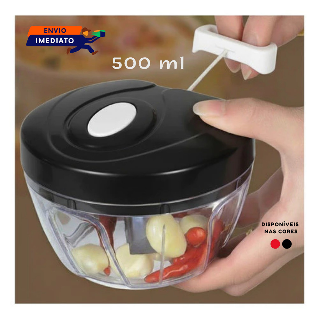 Processador de alimentos 3 laminas Com Dispenser 500 ml Triturador De Alho, Cebola, Legumes, Graos Cortador Alho