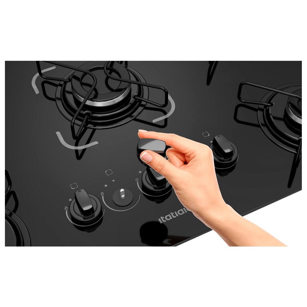 Detalhes do Cooktop 5 Bocas Itatiaia Essencial Vidro Temperado Gás 5Q Pr