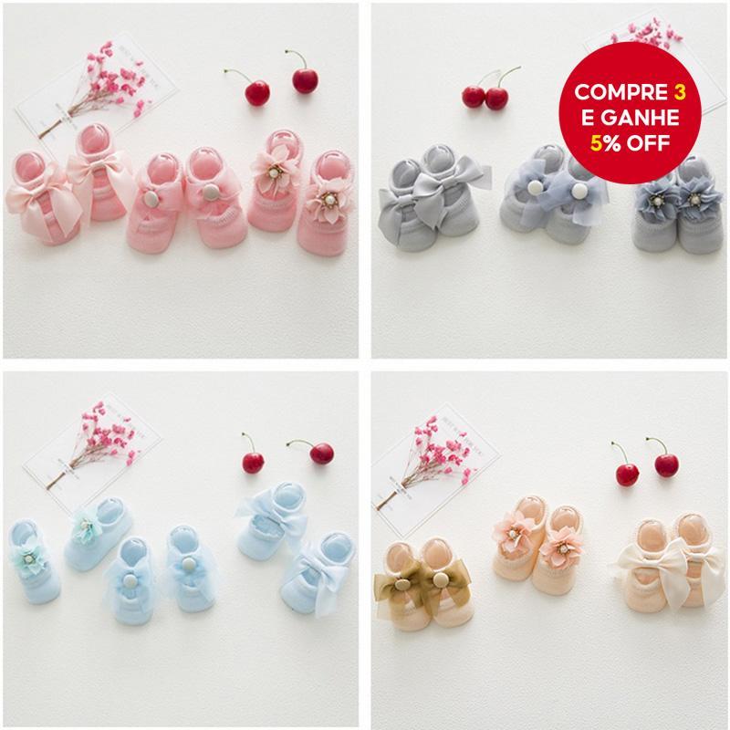 Conjunto De Meias Para Bebês Meninas – 3 Pares Infantis De Algodão Com Renda 0 A 12 Meses
