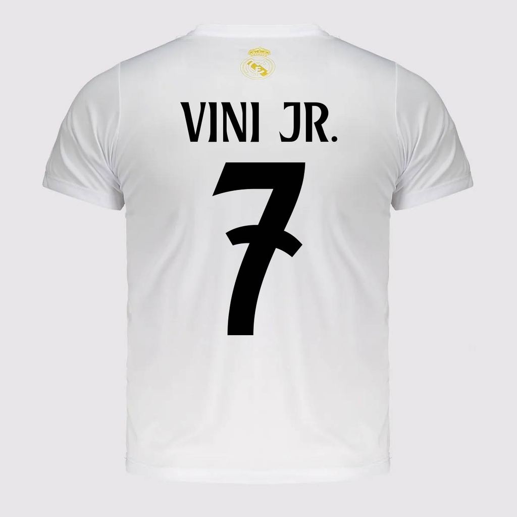 Camisa Real Madrid Soft Juvenil Branca 7 Vini Jr