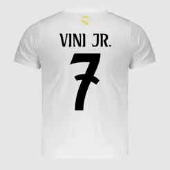 Camisa Real Madrid Soft Juvenil Branca 7 Vini Jr