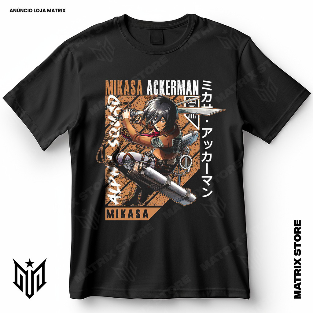 Camisa Mikasa Ackerman Attack on Titan Shineki no Kyojin Blusa Camiseta de Animes 100% Algodão em Oferta na Shopee