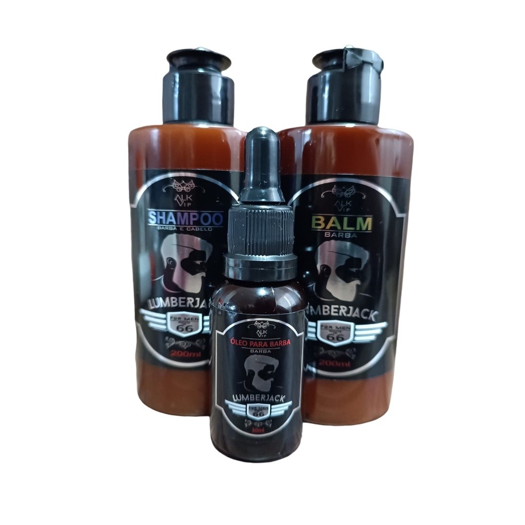 Kit Balm, Shampoo 3x1 e Óleo para barba Lumberjack - Alkmena M-6 em Oferta na Shopee