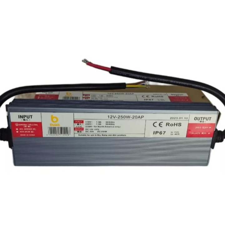 Fonte Blindada Prova D'água Ip67 P/ Leds 12V 20ABivolt