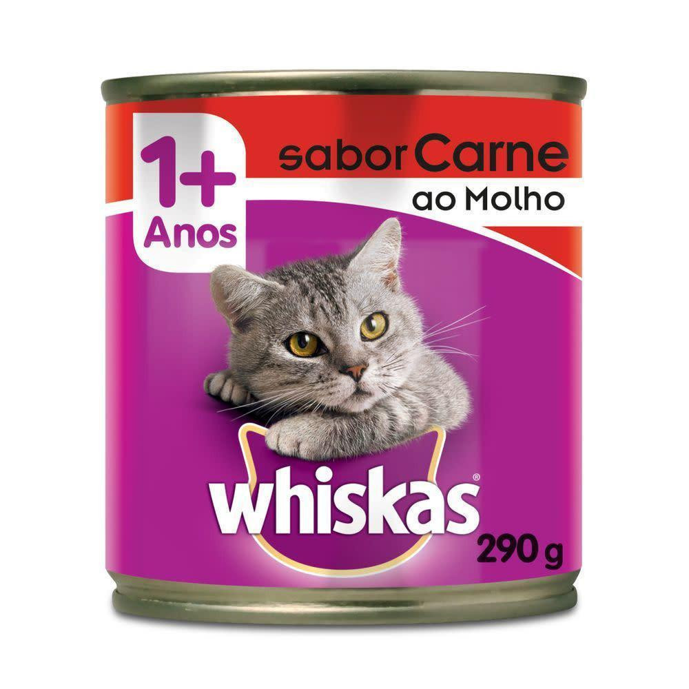 Ração Úmida Lata Carne ao Molho para Gatos Adultos 290 g Whiskas