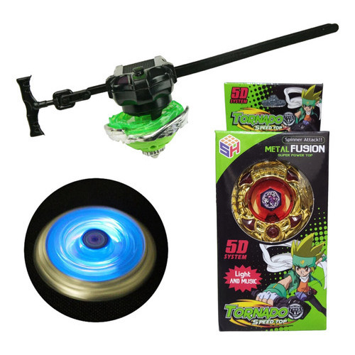 Beyblade 5D com Luz LED – Pião Tornado Speed Top + Lançador Potente