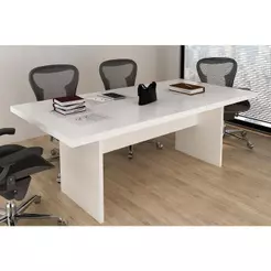 Mesa de Escritório Diretor Reunião ME4119 Branco - Tecno Mobili