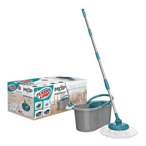 Mop Giratório Fit Spin 8L Flash Limp com Balde e Refis – Limpeza Rápida, Prática e Sem Esforço