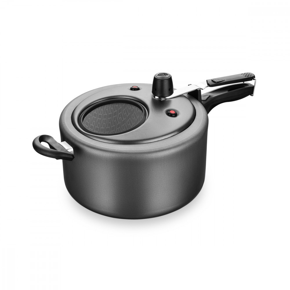 Panela de Pressão MTA Antiaderente Com Visor 6L Fechamento Superior Grafite em Oferta na Shopee