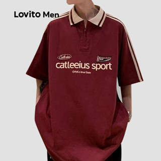 Lovito Men Camisa Polo Casual em Blocos de Cores Primavera/verão Camisa Polo Vermelha para homens LNE122054 em Oferta na Shopee