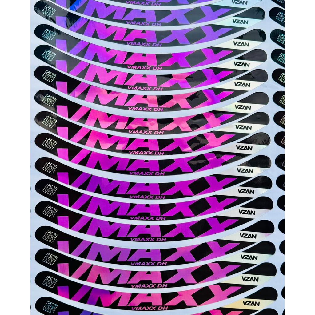 Kit 6 Adesivos Holografico Aro Vmaxx Freio A Disco Kit Para 1 Roda Rosa