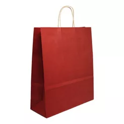 Sacola de Papel Kraft Vermelha com Alça Natural - 23,5x17x34cm - Ref.2594 - 10 unidades - WMA - Rizzo
